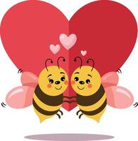 Cute bee couple in love vector