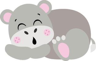 Cute hippo sleeping isolated on white vector