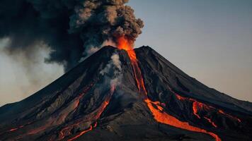 ai generado cerca arriba de activo volcán foto