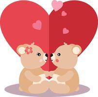 Cute teddy bear couple in love vector