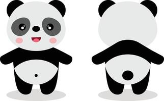 Cute panda on front and back position vector