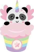 gracioso unicornio panda en hielo crema vector