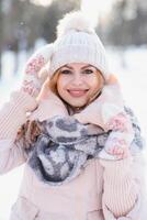 Beautiful smiling woman winter portrait photo