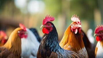 AI generated A Group of Chickens Standing Next to Each Other photo