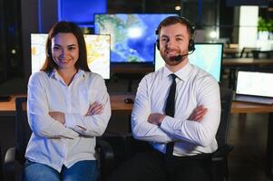 Team of dispatchers works in the office photo