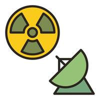 Antenna and Radiation sign colored icon. Vector Space-Based Nuclear Weapons creative symbol