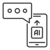 AI Chat on Smartphone vector linear icon or logo element