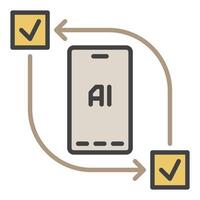 Smartphone with AI Technology vector Artificial Intelligence colored icon or design element
