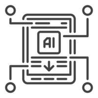 AI in Smart Phone vector Artificial Intelligence Smartphone thin line icon or design element