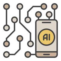 AI Mobile Technology in Smartphone vector colored icon or logo element