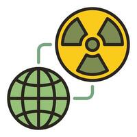 nuclear bomba en espacio y tierra globo vector de colores icono o diseño elemento