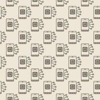 Smartphone with AI Chip vector Artificial Intelligence Phone colored seamless pattern