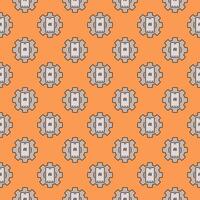 AI Smartphone inside Cog Wheel vector AI Mobile Technology colored seamless pattern