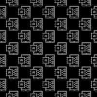 Tablet with AI Chip vector Artificial Intelligence dark seamless pattern in outline style