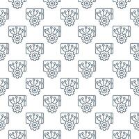 AI Settings in Smartphone vector Cog Wheel with Phone thin line seamless pattern