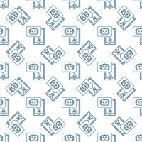 AI Chatbot in Smartphone vector linear seamless pattern