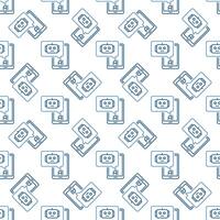 AI Chatbot in Smartphone vector linear seamless pattern