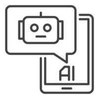 AI Chatbot in Smartphone vector linear icon or logo element