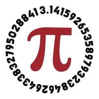 Pi symbol and 3 14 digits vector Mathematical constant round illustration. Math background. Happy PI day