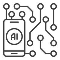 AI Mobile Technology in Smartphones vector linear icon or logo element