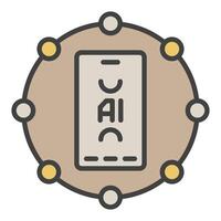 Artificial Intelligence Smartphone inside Circle vector AI colored icon or symbol