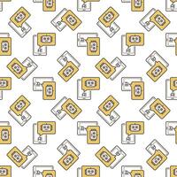 Smartphone with AI Chatbot vector colored seamless pattern