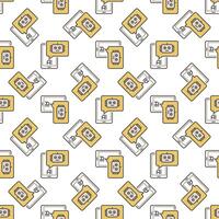 Smartphone with AI Chatbot vector colored seamless pattern