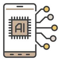 Smartphone with AI Chip vector Artificial Intelligence Phone colored icon or design element