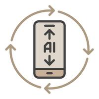 AI Phone with Arrows vector Artificial Intelligence colored icon or sign