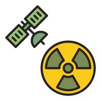 Radiation symbol and Satellite in Space vector colored icon or design element