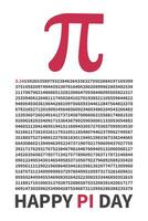 Happy PI Day vertical banner or card. Pi Symbol and Irrational Number. Mathematics vector illustration