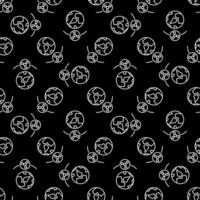Earth and Nuclear Orbital Bomb in Space vector thin line seamless pattern