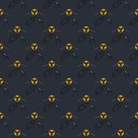 Earth Planet and Orbital Nuclear Weapon in Space vector colored seamless pattern