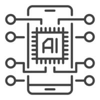 AI Chip in Smartphone vector New Mobile Technology outline icon or design element