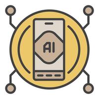 AI Technology in Smartphone vector Artificial Intelligence Phone colored icon or logo element