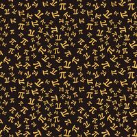 Yellow Mathematical Pi symbol vector seamless pattern. Math background