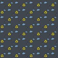 Space Based Nuclear Weapons and clouds vector colored seamless pattern