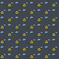 Space Based Nuclear Weapons and clouds vector colored seamless pattern