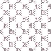 AI - Artificial Intelligence in Smartphone vector Mobile Technology seamless pattern in thin line style