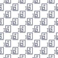 Artificial Intelligence inside Tablet vector AI Technology outline seamless pattern