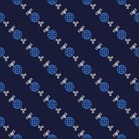 Space-Based Nukes with Earth and Satellite vector seamless pattern in outline style