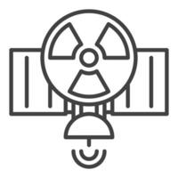 Satellite with Nuclear Weapon in Space vector outline icon or design element