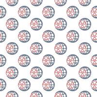 Radiation symbol with Earth Globe vector seamless pattern in thin line style