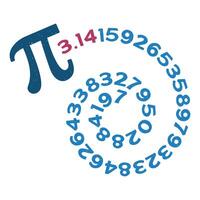 3.1415 Pi espiral vector irracional número matemáticas afligido ilustración. matemáticas bandera