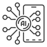 Artificial Intelligence - New AI Smartphone vector icon or symbol in thin line style