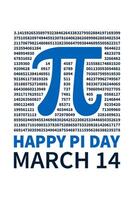 March 14 Holiday - Happy PI Day 3.14 vector vertical banner. Pi Numbers Mathematics illustration. Math creative poster