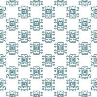 AI Chip in Smartphone vector New Mobile Technology outline seamless pattern