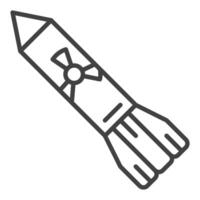 Rocket or Missile with Nuclear Bomb in Space vector thin line icon or design element