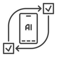 ai tecnología en teléfono inteligente vector artificial inteligencia Delgado línea icono o diseño elemento