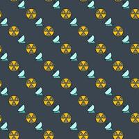 Antenna and Radiation sign colored seamless pattern. Vector Space-Based Nuclear Weapons creative background